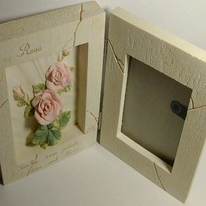 Enscribed Rose Stand Alone Picture Frame "The Tender Rose Petals Turn and Bloom"